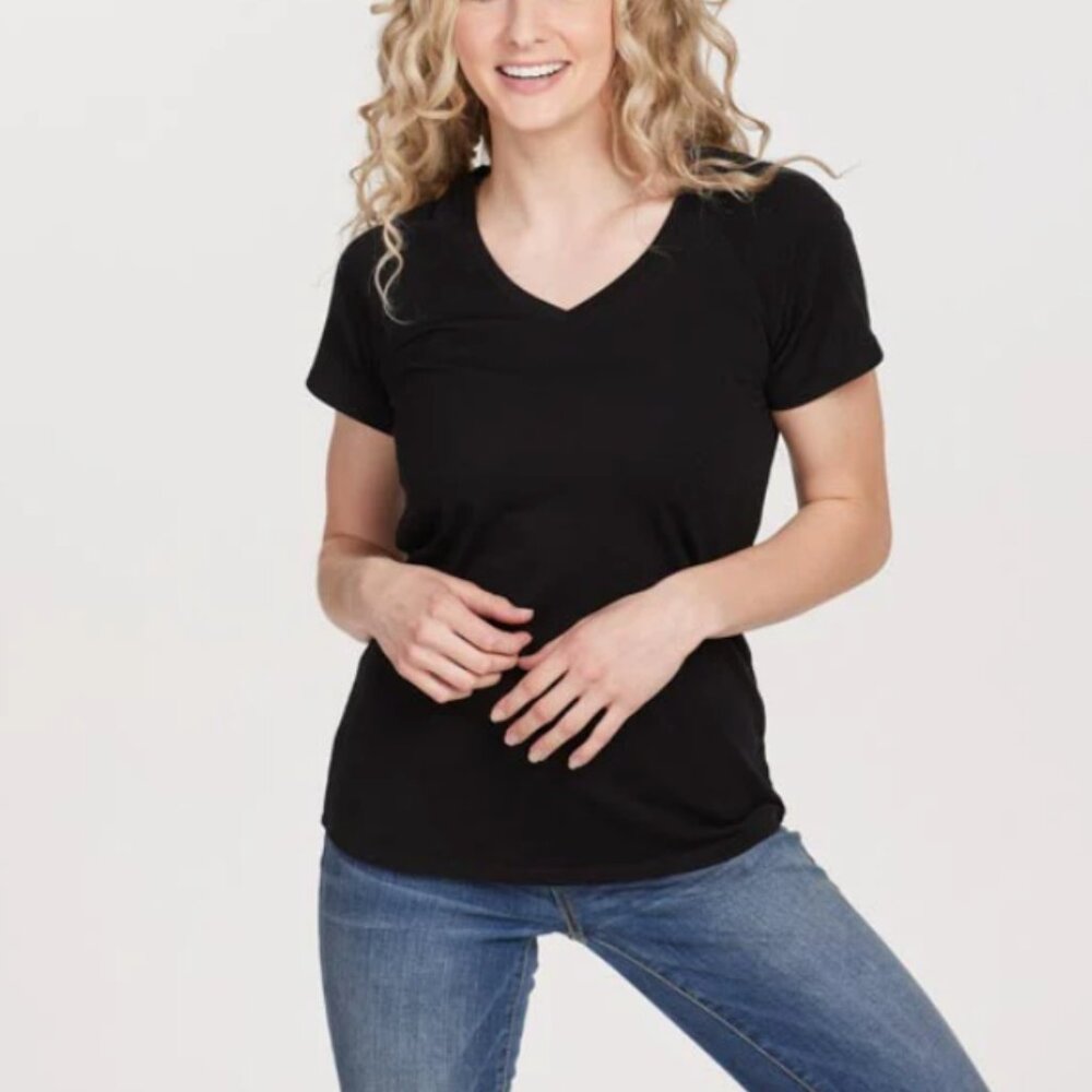 🏆HP🏆 WoolX Classic Black V neck Short Sleeve Tee